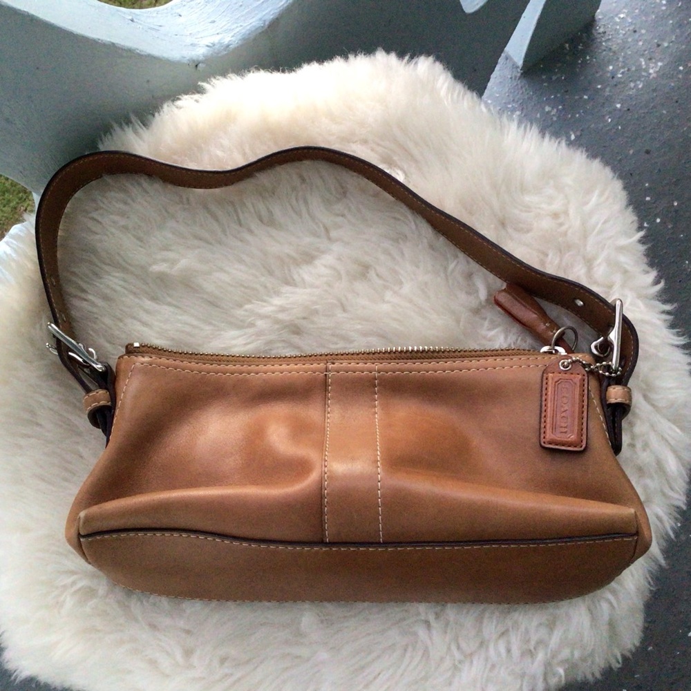Coach Vintage Caramel Colored One Handle Shoulder Mini Top Zip Leather Bag - Picture 5 of 11